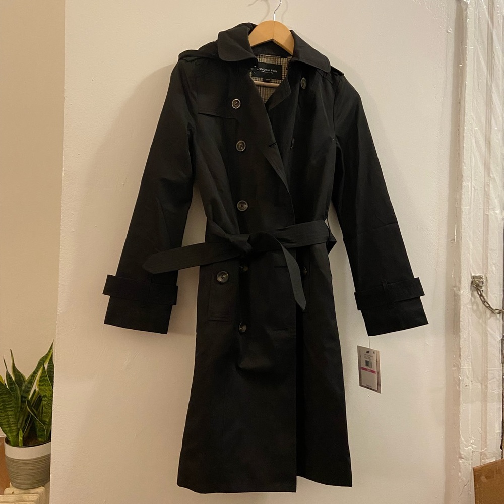NWT London Fog Black Trench Coat XXS